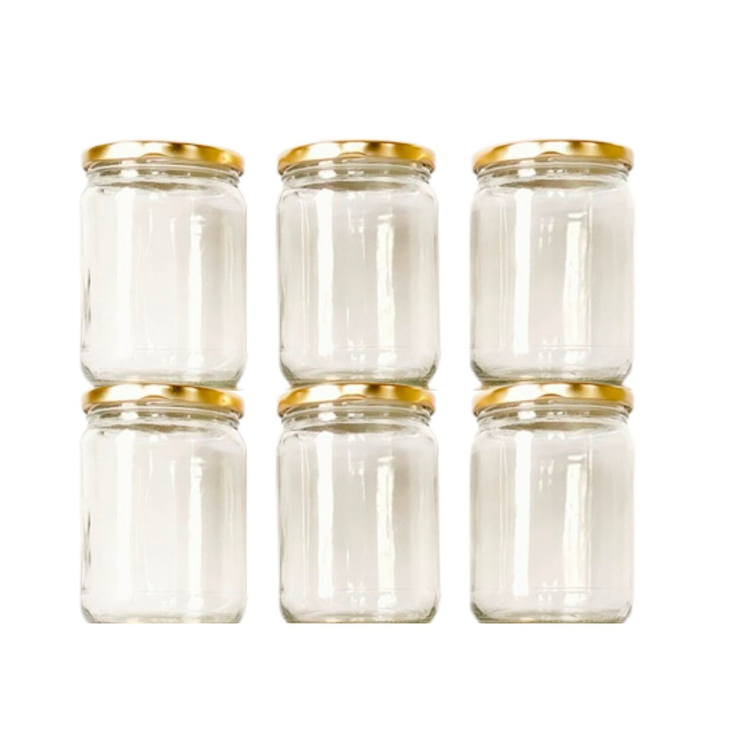Glass Jars with Golden cap front view set of 6