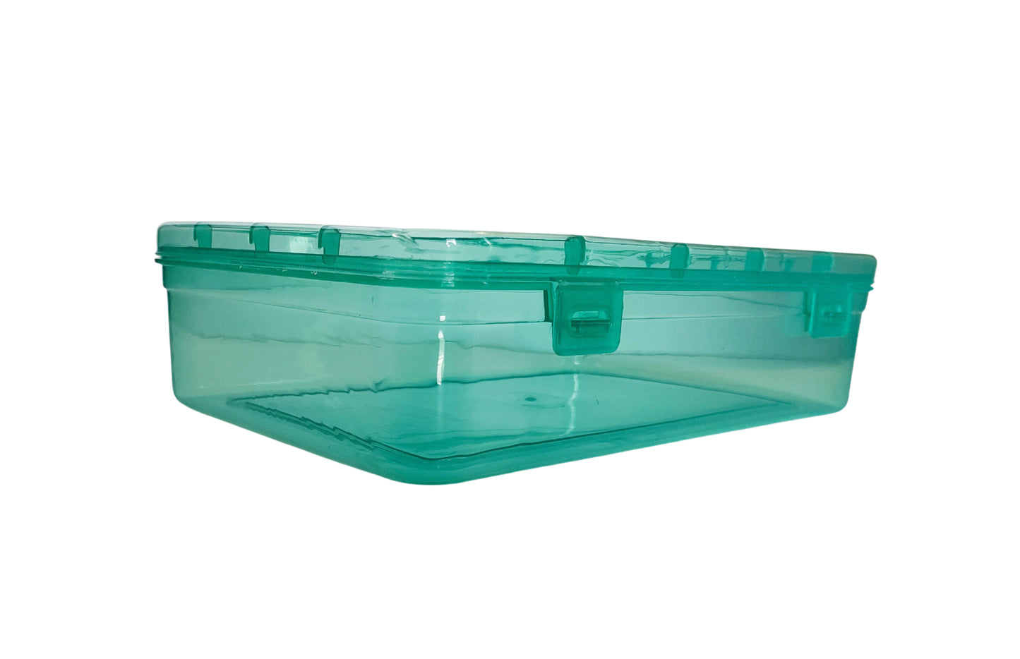 Plastic Green Storage Box with side angle