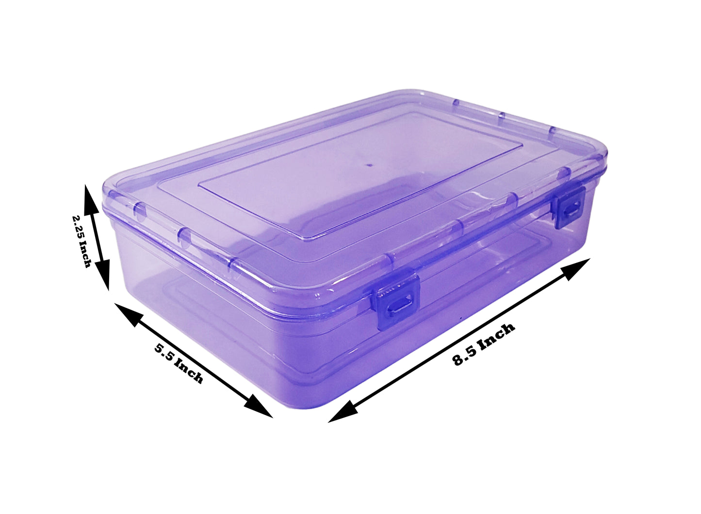 Purple Coloured Plastic Medium Storage Boxes showing box size