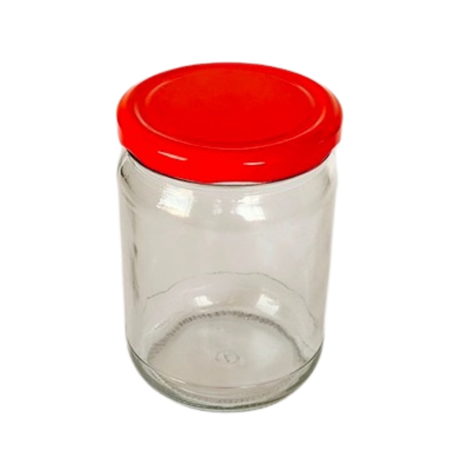 Glass Jars with Red cap front & upper view set of 1
