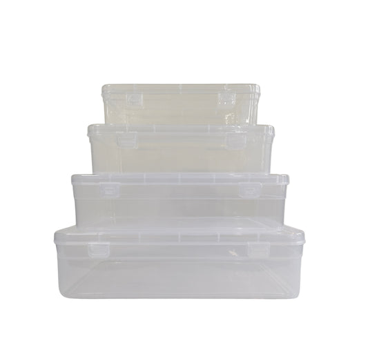Clear Plastic Large Storage Box Small to large size set of 4