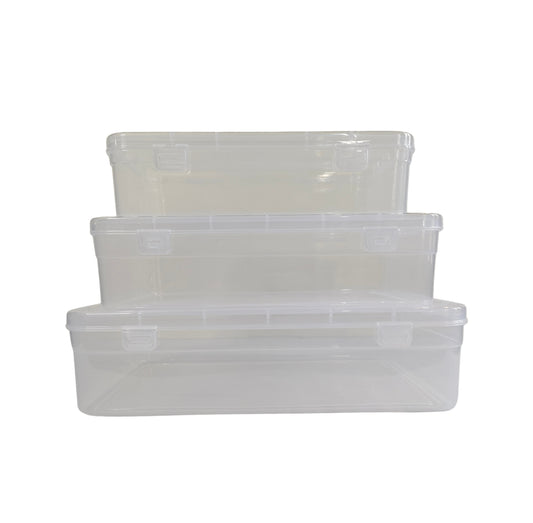 Clear Plastic Large Storage Box Small to large size front view