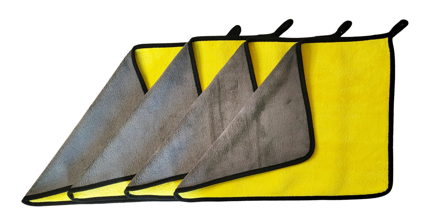 Yellow Coloured Microfiber cloth duster front & Back side view set of 4