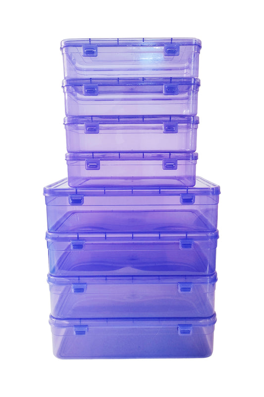 Purple Coloured Plastic Large Storage Box set of 8 front view