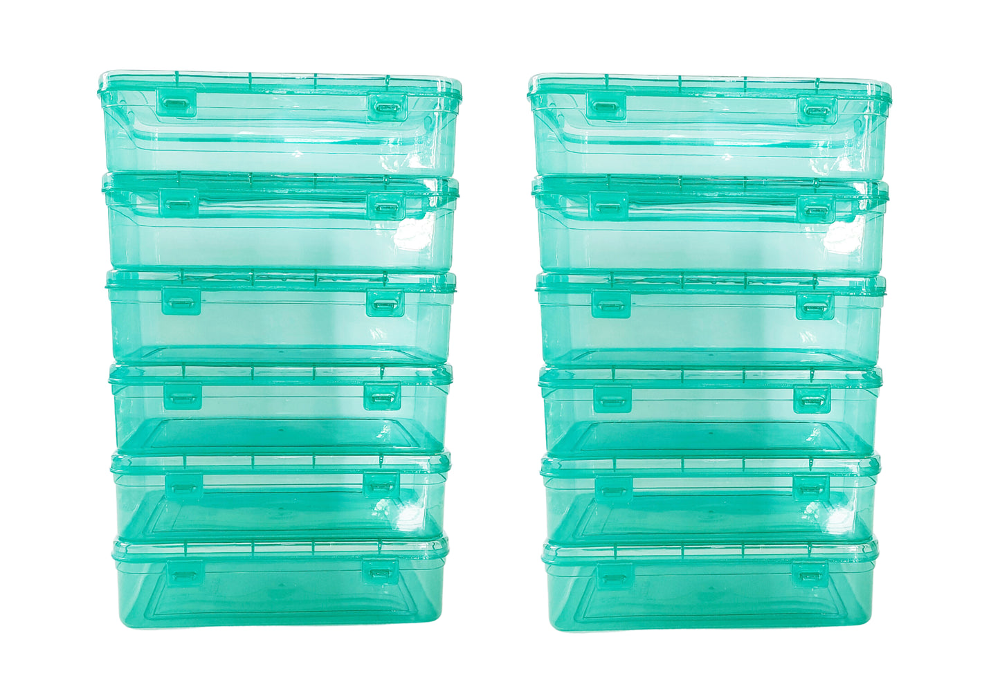Green Coloured Plastic Medium Storage Boxes set of 12