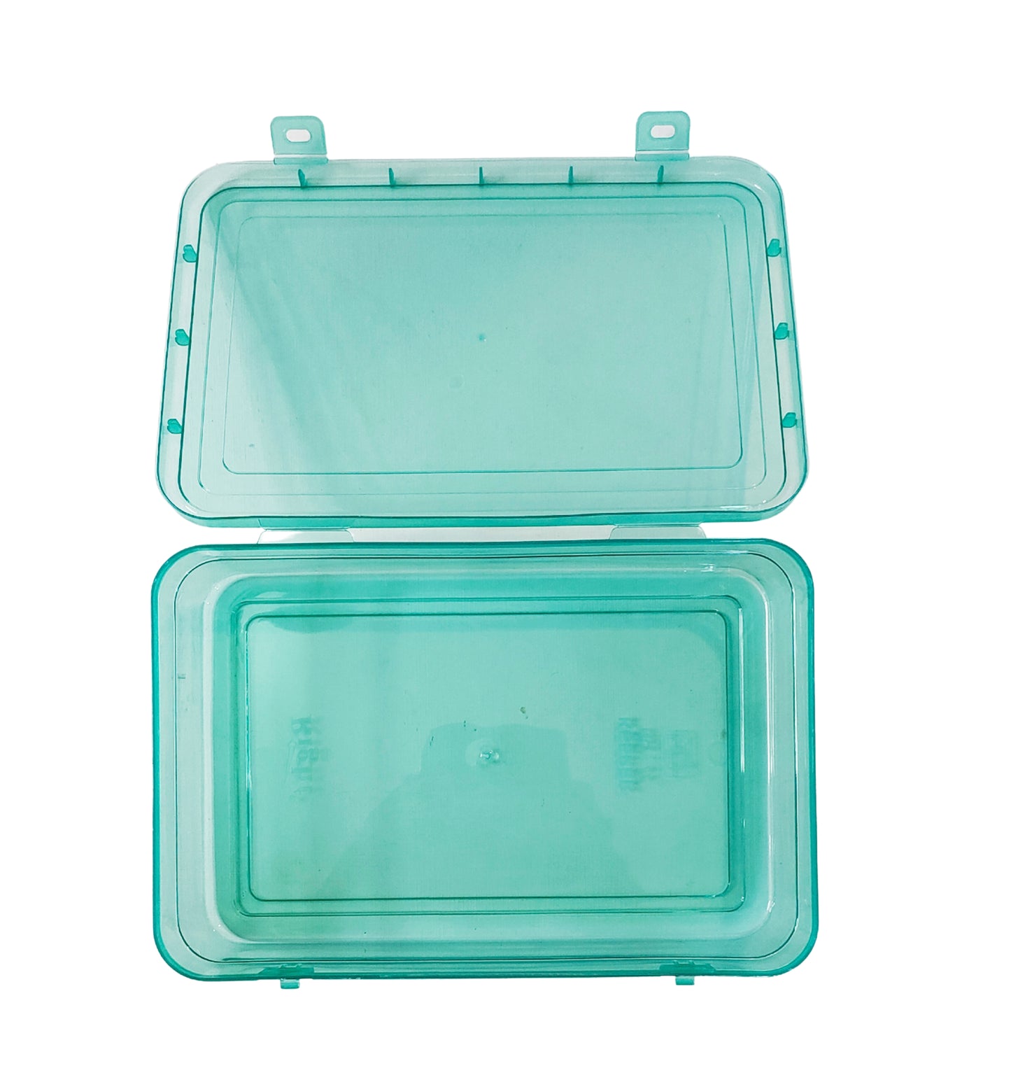 Green Coloured Plastic Medium Storage Boxes open box