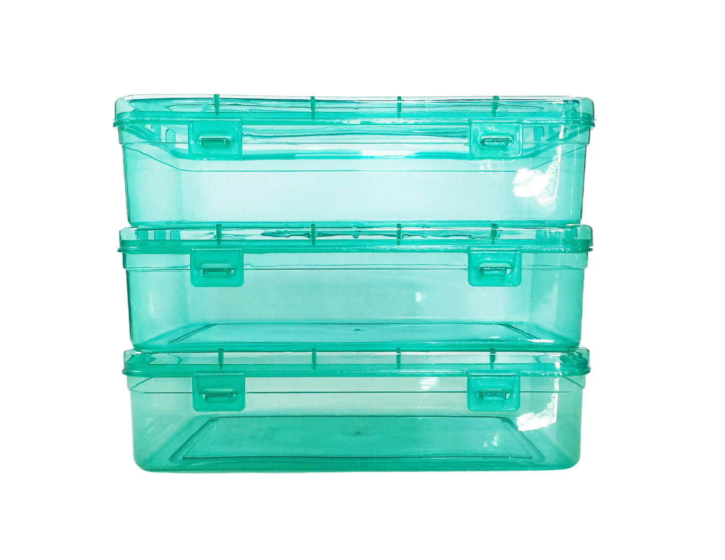 Green Coloured Plastic Medium Storage Boxes set of 3