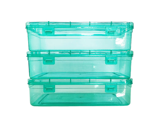 Green Coloured Plastic Medium Storage Boxes set of 3
