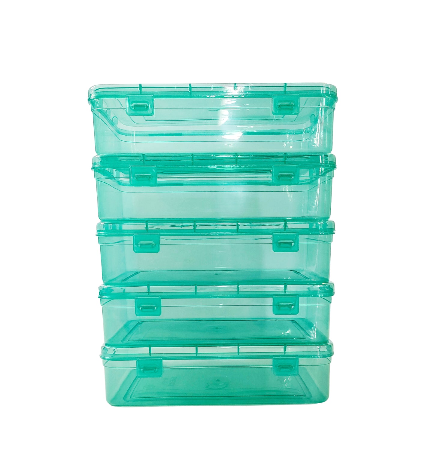 Green Coloured Plastic Medium Storage Boxes set of 5