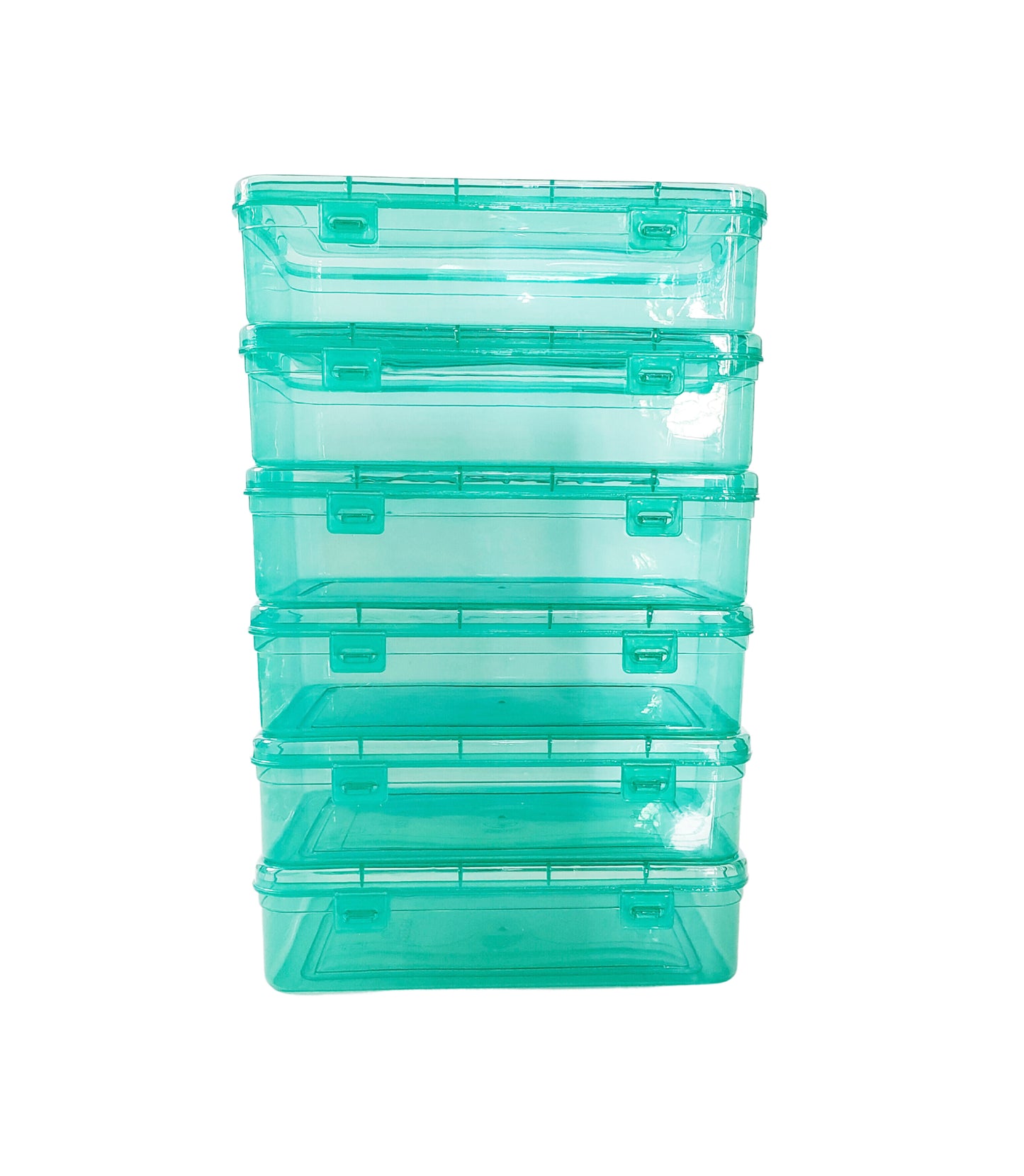 Green Coloured Plastic Medium Storage Boxes set of 6