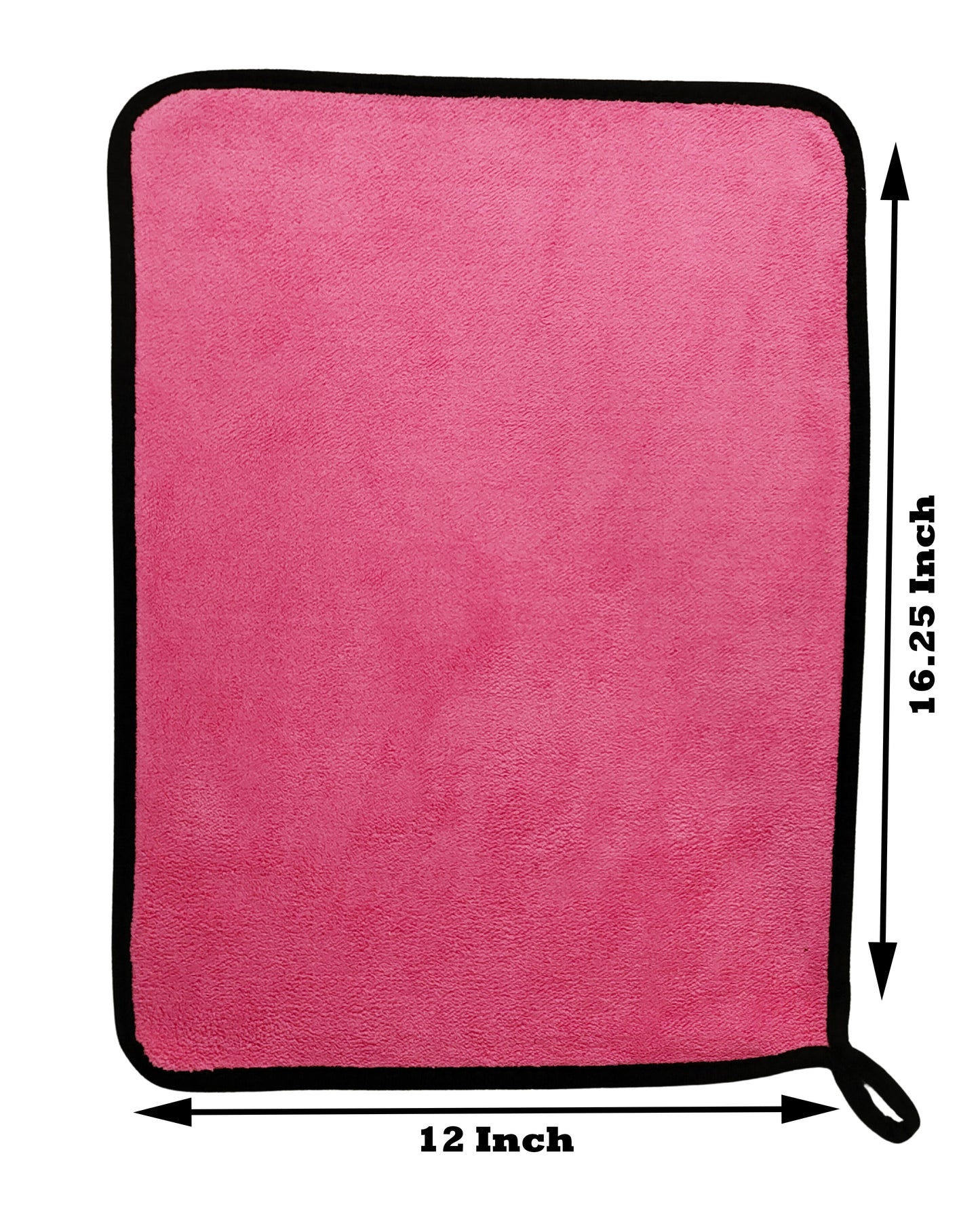 Pink Coloured Microfiber cloth duster front side with sizes