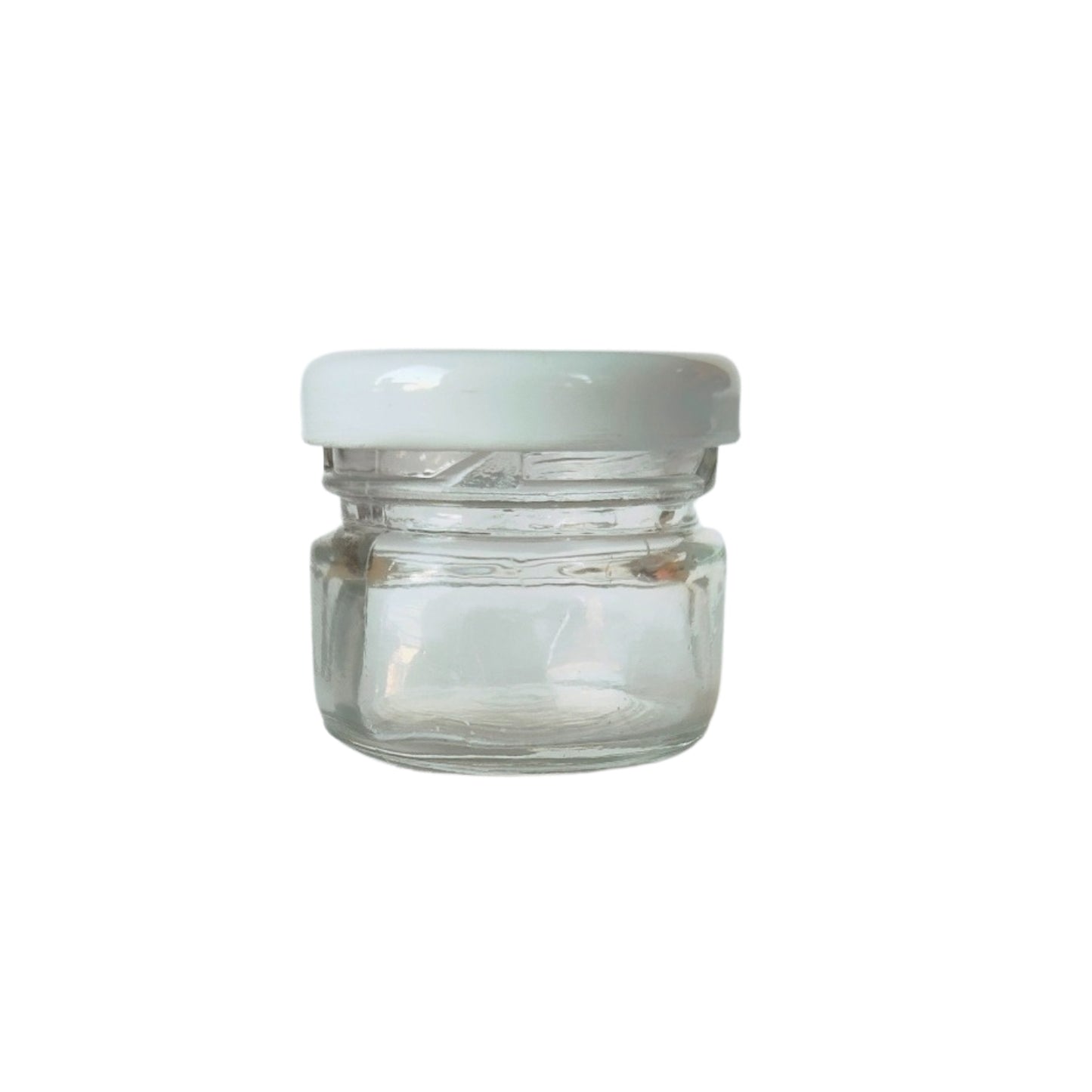 Glass Jars with white cap front view set of 1