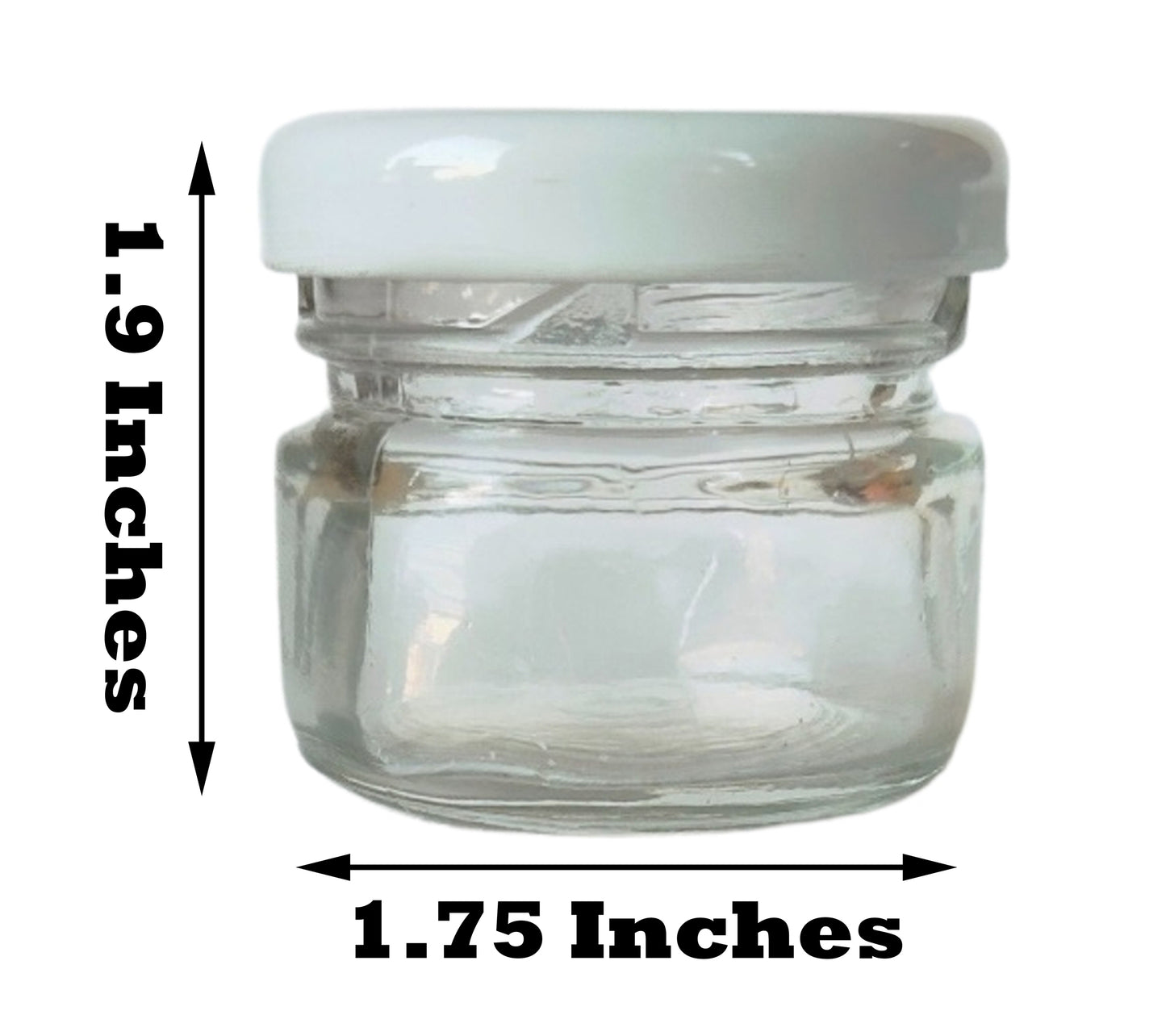 Glass Jars with white cap front view set of 6 size