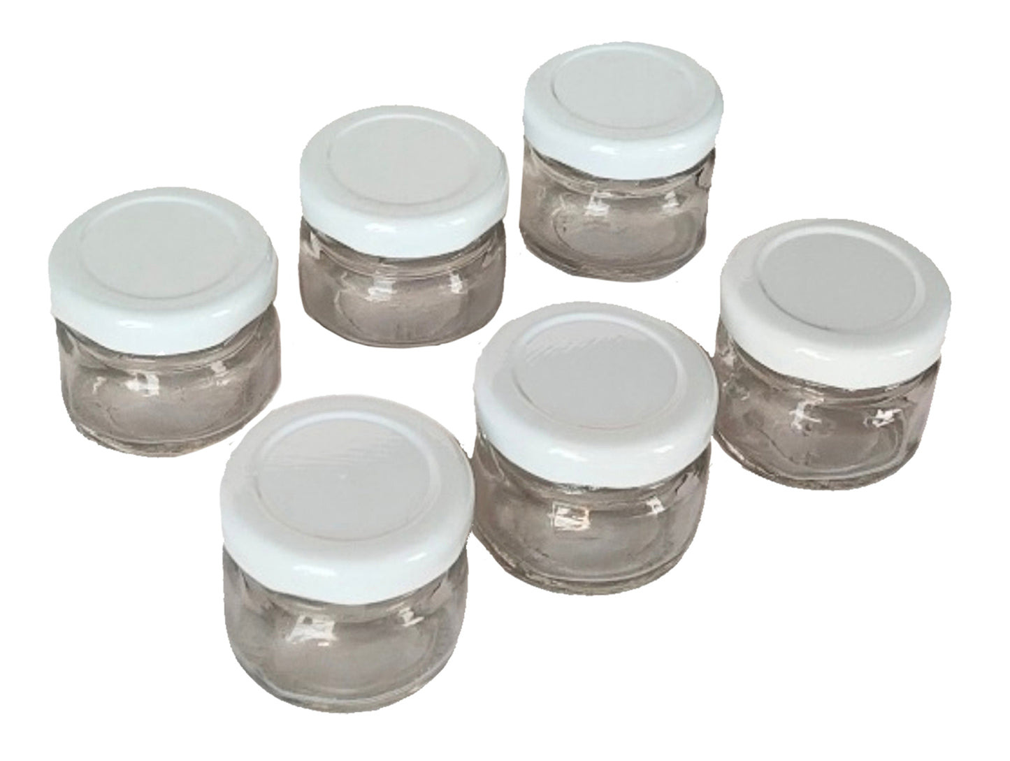 Small 32 ml Glass Mason Jars with Airtight White Cap Multi Purpose Jar/Pickle Jars (Set of 6)