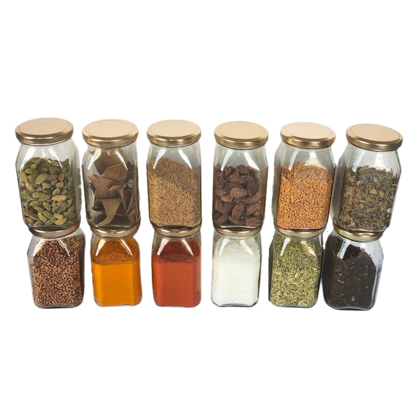 400 ml Glass Mason Jars with Airtight Square Cap Multi Purpose Jar/Pickle Jars (Red, Golden & Black)