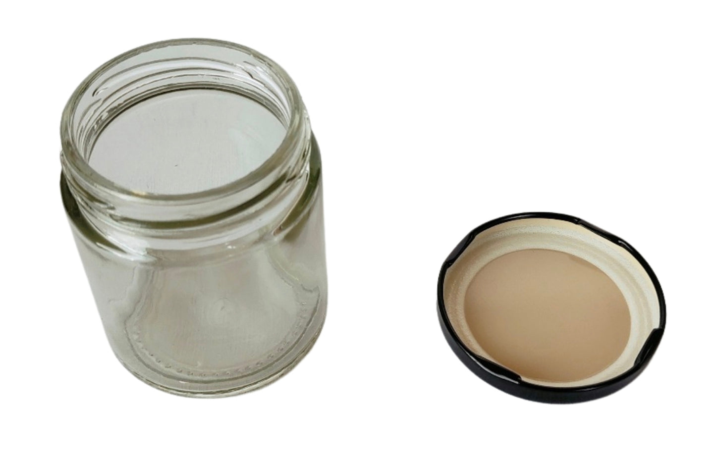 Short 200 ml Glass Mason Jars with Airtight Black Cap Multi Purpose Jar/Pickle Jars (Set of 6)