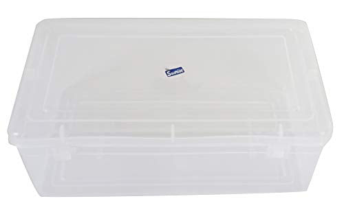 Clear Plastic Bright Medium Rectangular Storage Boxes front &  upper view