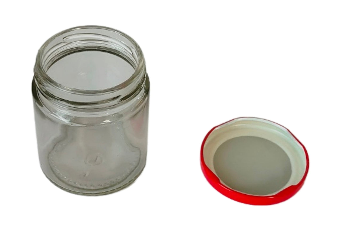 Short 200 ml Glass Mason Jars with Airtight Red Cap Multi Purpose Jar/Pickle Jars (Set of 6)