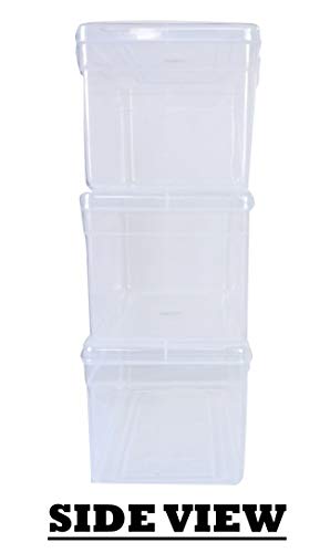 Clear Plastic Transparent Medium Storage Boxes side view set of 3