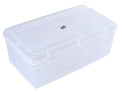 Clear Plastic Bright Medium Rectangular Storage Boxes frony & side view