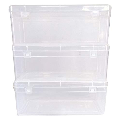 Clear Plastic Bright Medium Rectangular Storage Boxes set of 3