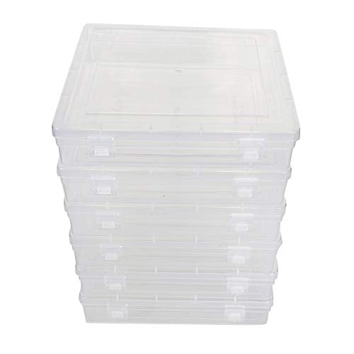 Clear Plastic Flat Square Storage Boxes upper view set of 6