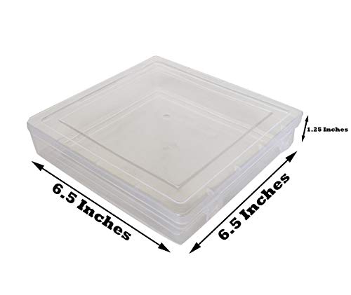 Clear Plastic Flat Square Storage Boxes showing box size