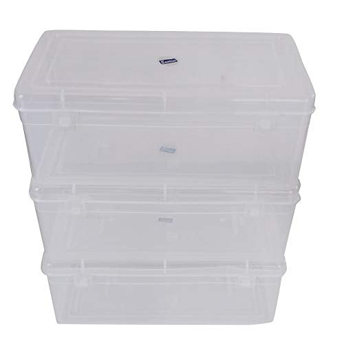 Clear Plastic Bright Medium Rectangular Storage Boxes front view