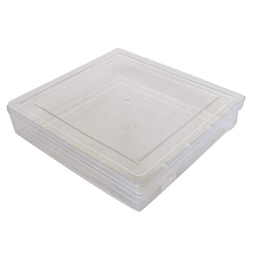 Clear Plastic Flat Square Storage Boxes side & upper view