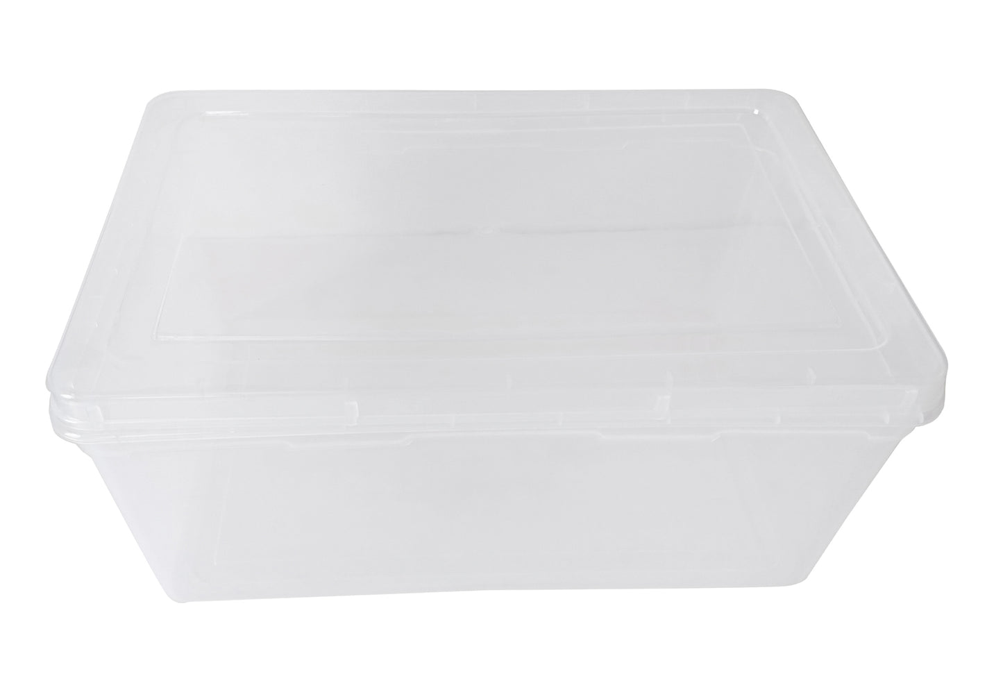 Clear Plastic Extra Large Storage Boxes - Fully Detachable Lid front & upper view
