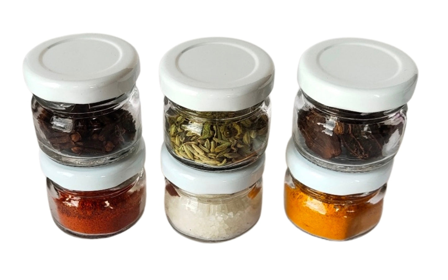 Small 32 ml Glass Mason Jars with Airtight White Cap Multi Purpose Jar/Pickle Jars (Set of 6)