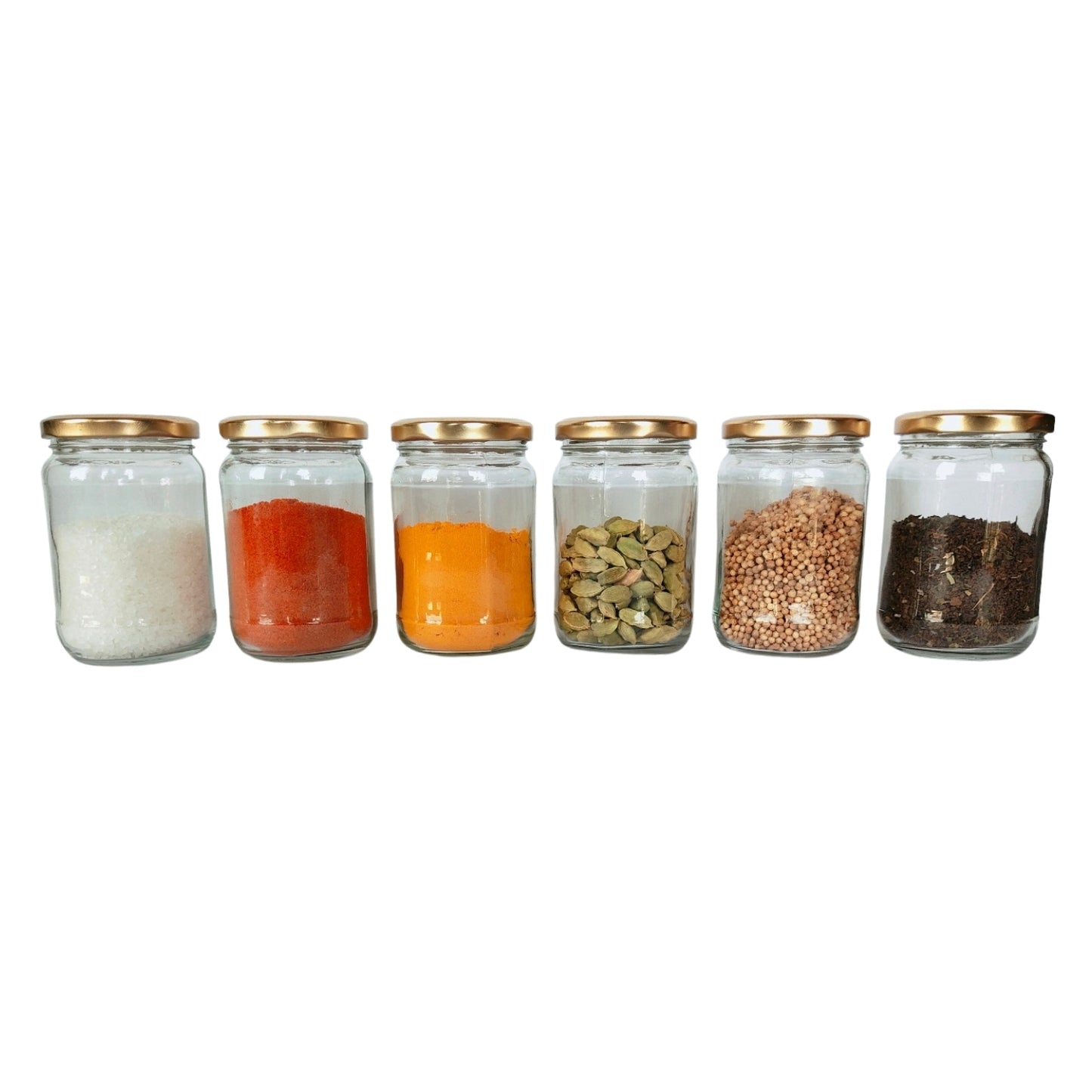 Short 300 ml Glass Mason Jars with Airtight Multi Purpose Jar/Pickle Jars (Red, Golden & Black)