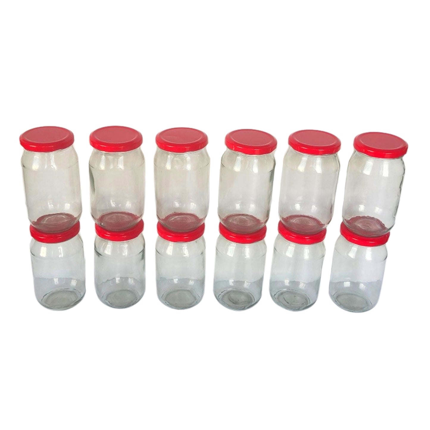 400 ml Glass Mason Jars with Airtight Round Cap Multi Purpose Jar/Pickle Jars (Red, Golden & Black)