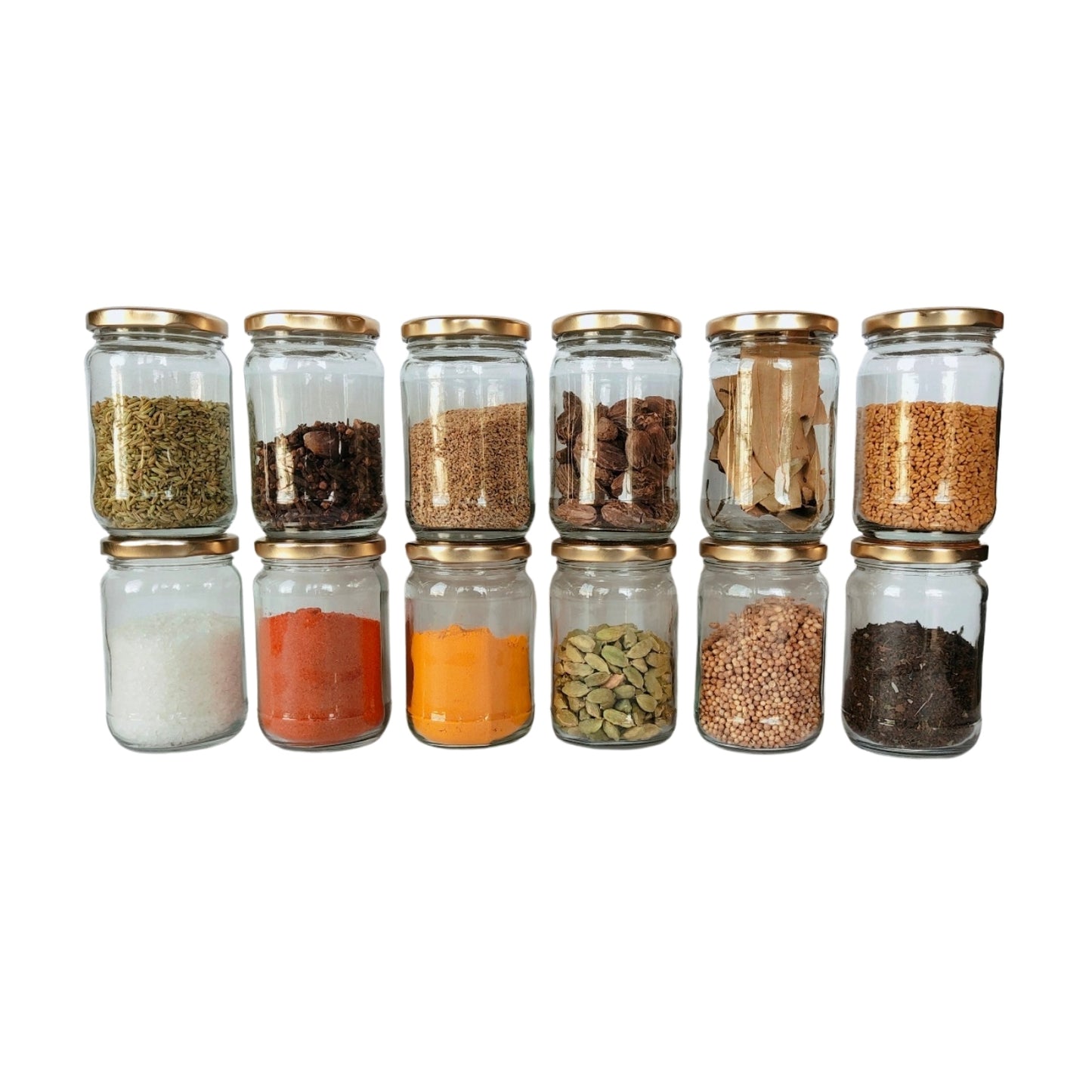 Short 300 ml Glass Mason Jars with Airtight Multi Purpose Jar/Pickle Jars (Red, Golden & Black)