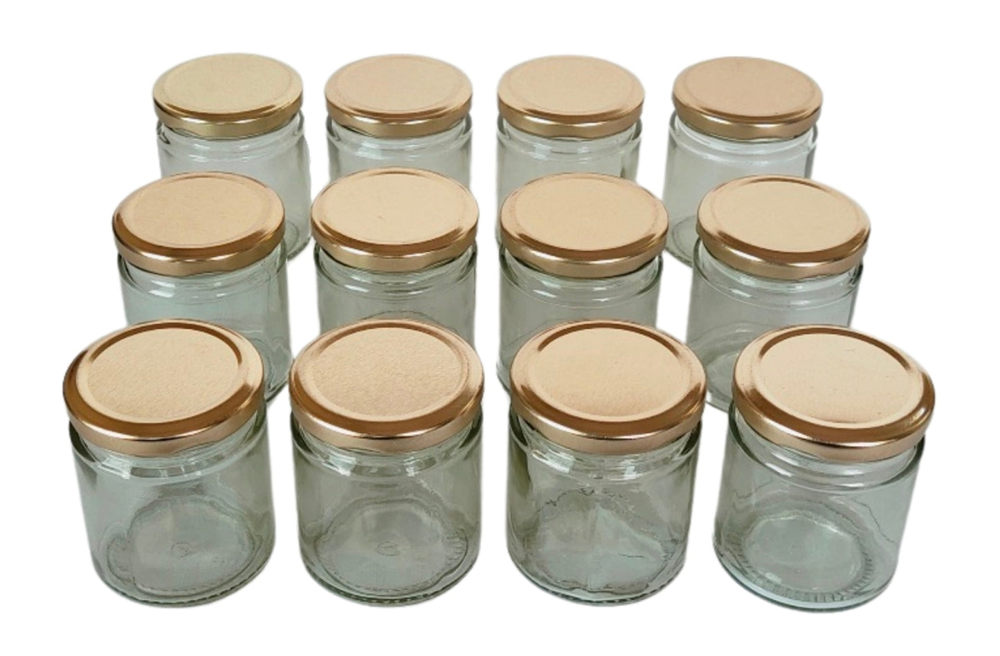 Short 200 ml Glass Mason Jars with Airtight Golden Cap Multi Purpose Jar/Pickle Jars (Set of 6)