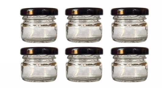 Small Glass Mason Jars with black cap front view set of 6