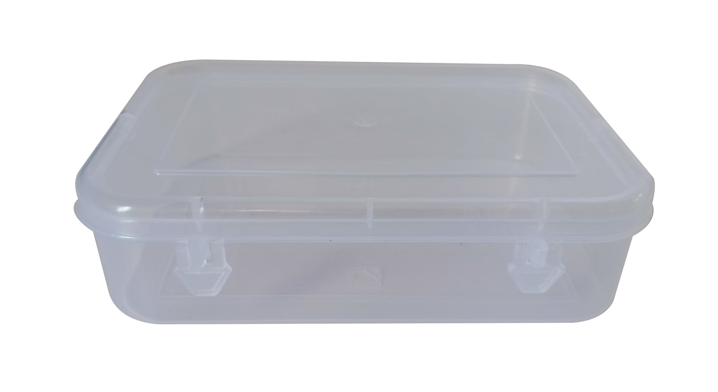 Clear Plastic Medium Storage Boxes upper & front view