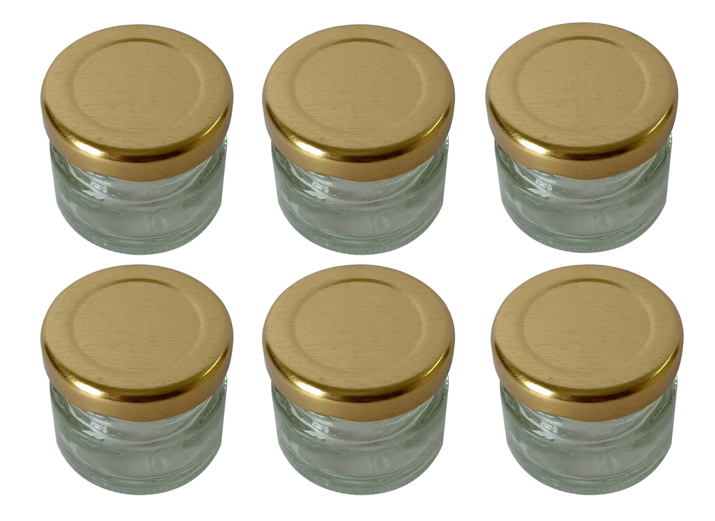 Glass Jars with golden cap set of 6 upper view