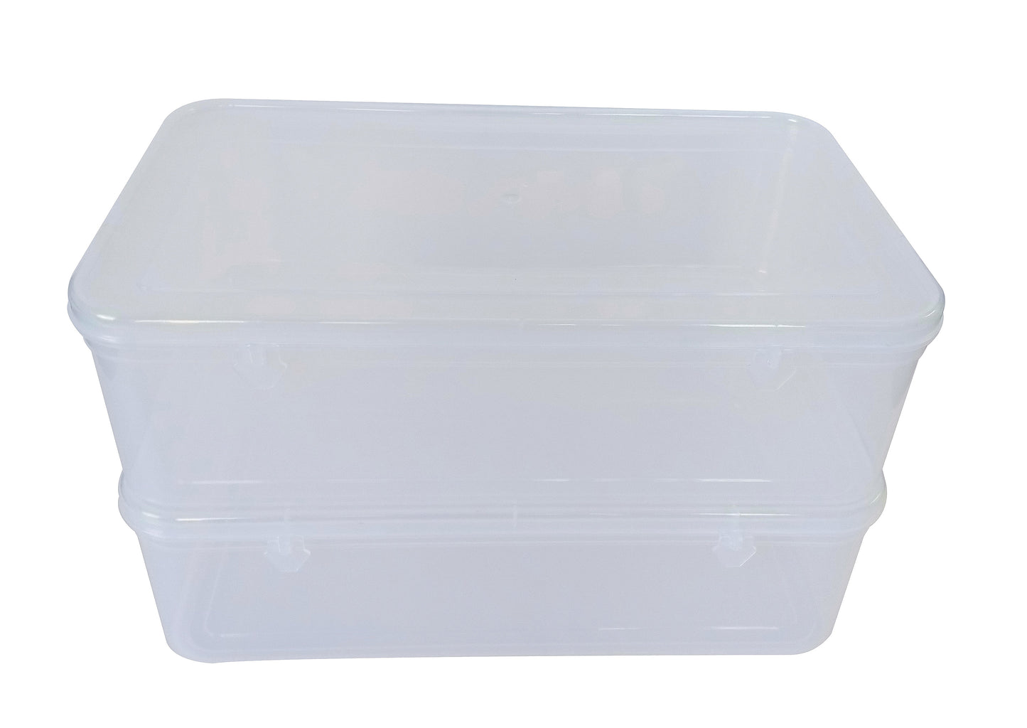 Clear Plastic Extra Large Storage Box set of 2 showing front view