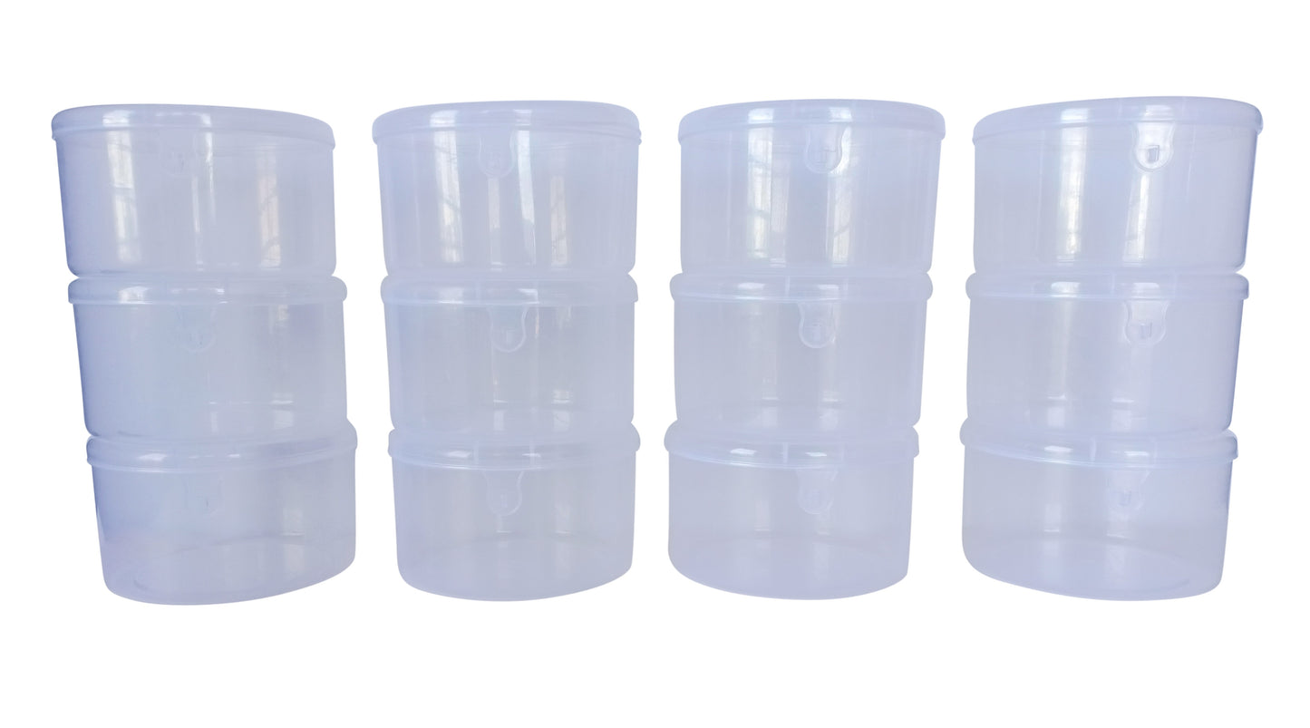 Plastic Clear Circular Storage Boxes set of 12