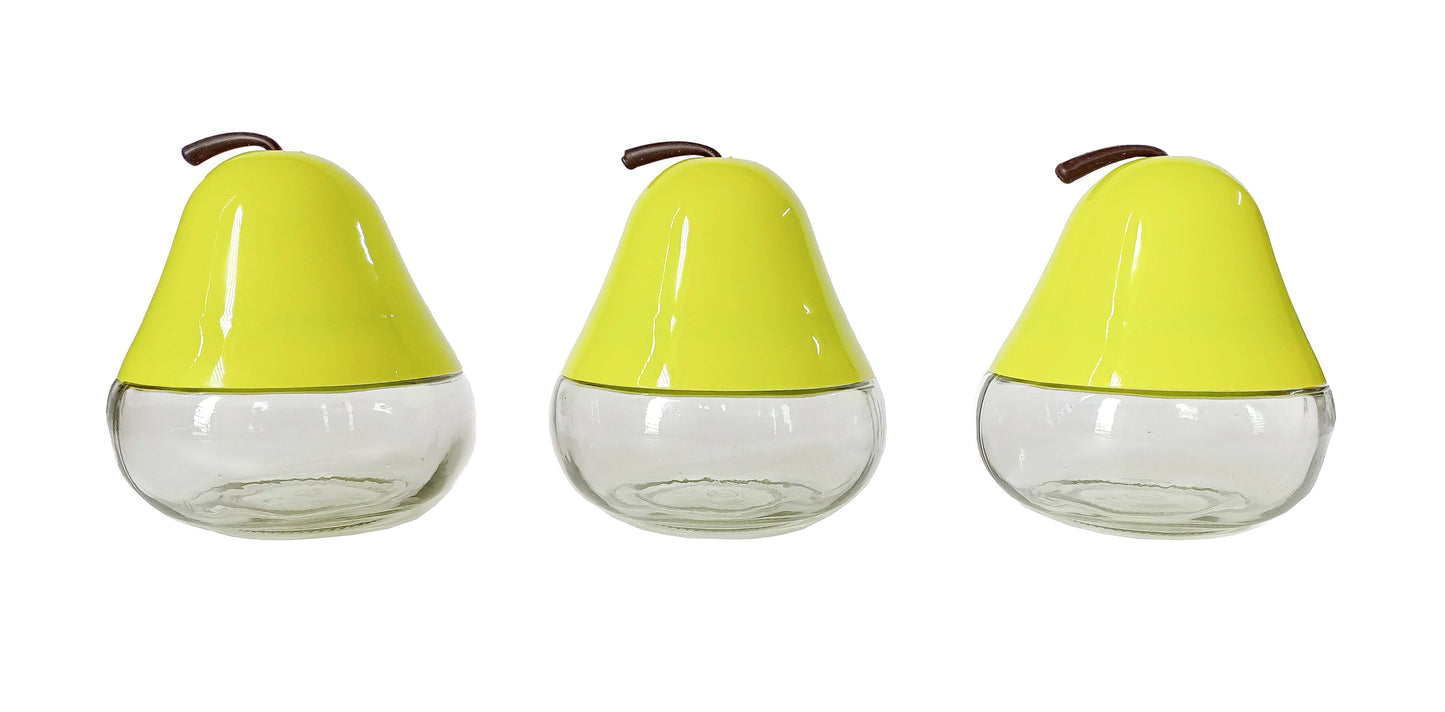 Green coloured Multi Purpose Pear Jars set of 3 with cap front view