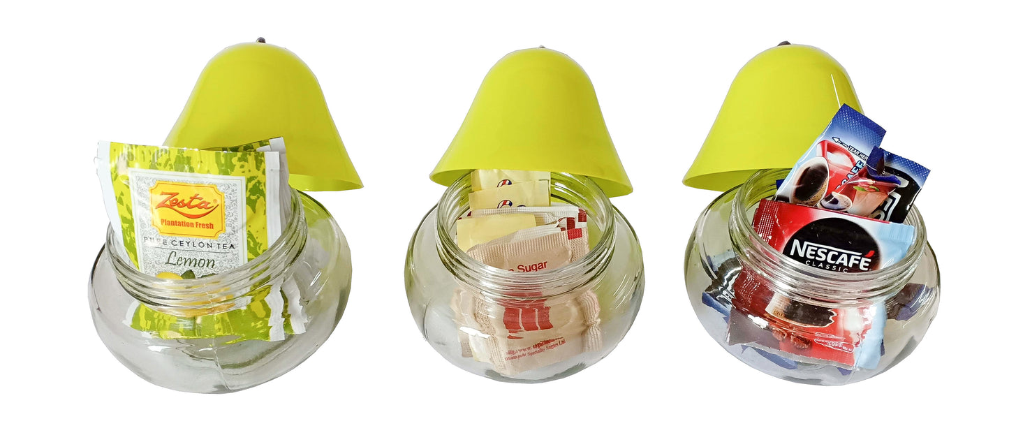 Green coloured Multi Purpose Pear Jars set of 3 with cap front view