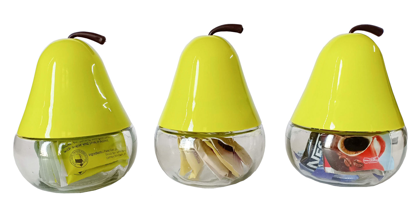 Green coloured Multi Purpose Pear Jars set of 3 with cap front view
