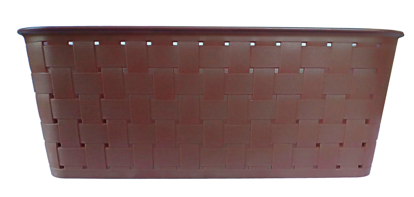 Plastic Checkered Large Storage Baskets without lid Chocolate Brown Colour front view