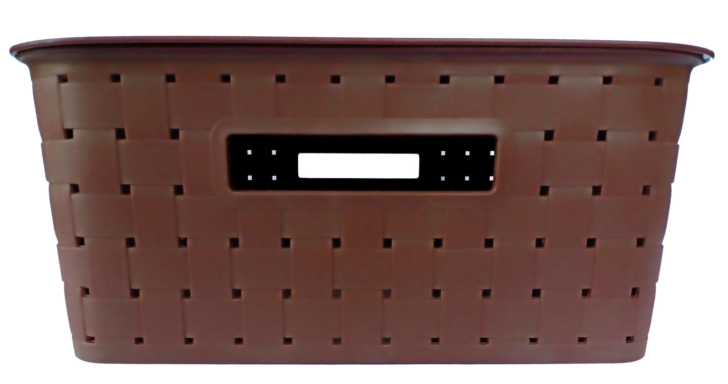 Plastic Checkered Large Storage Baskets Chocolate Brown Colour Size 35 x 30 x 13 cm with lid