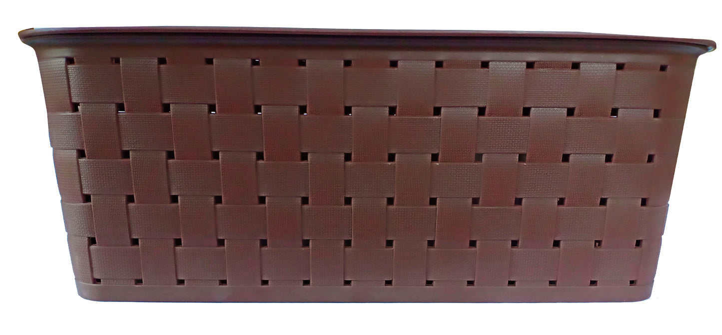 Plastic Checkered Large Storage Baskets Chocolate Brown Colour Size 35 x 30 x 13 cm with lid