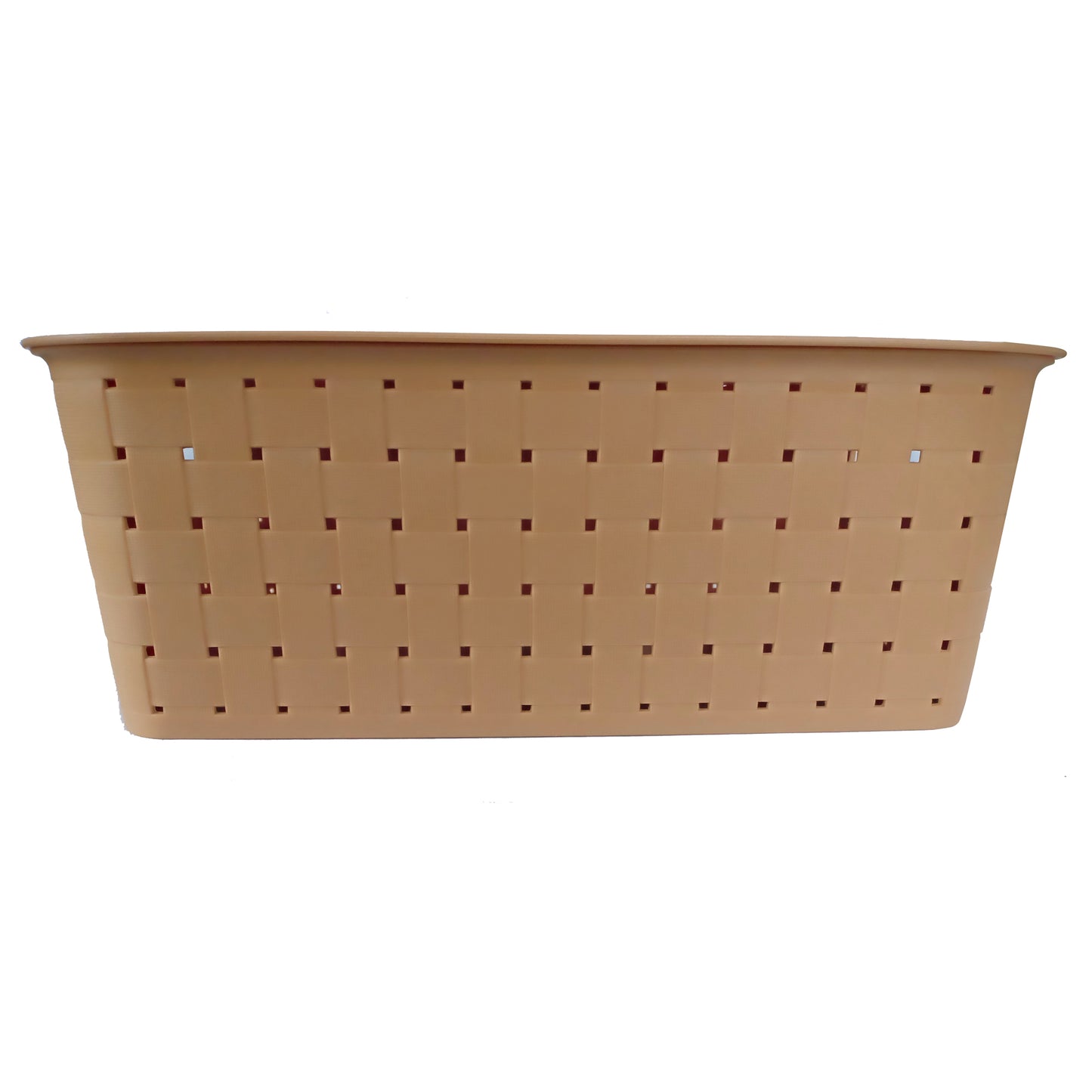 Plastic Checkered Large Storage Basket with lid Beige Colour front view