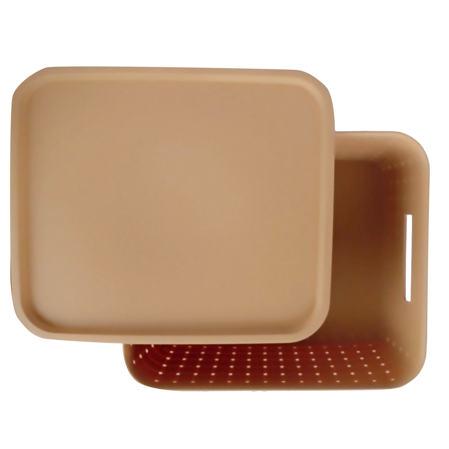 Plastic Checkered Large Storage Baskets Beige Colour Size 35 x 30 x 13 cm with lid