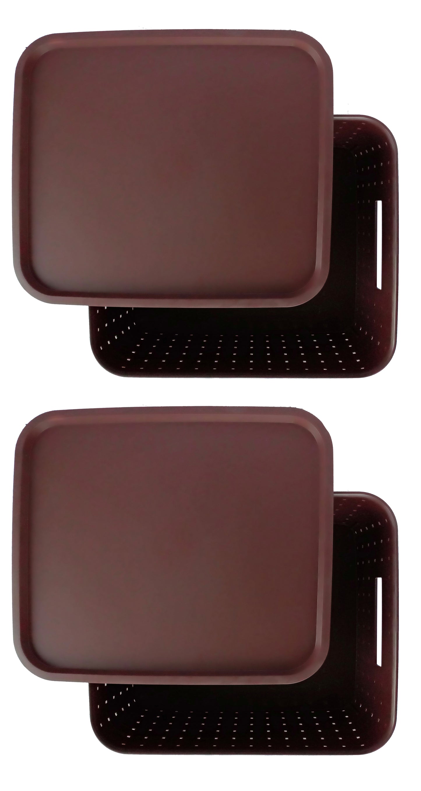Plastic Checkered Large Storage Baskets with lid Chocolate Brown upper view set of 2