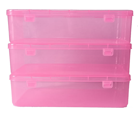 Big Plastic Storage Boxes Pink Colour set of 3